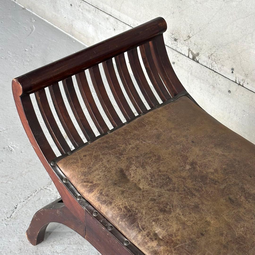 ★カルティニベンチ★ 鉄鋲 本革座面×ウッドフレーム ミッドセンチュリー