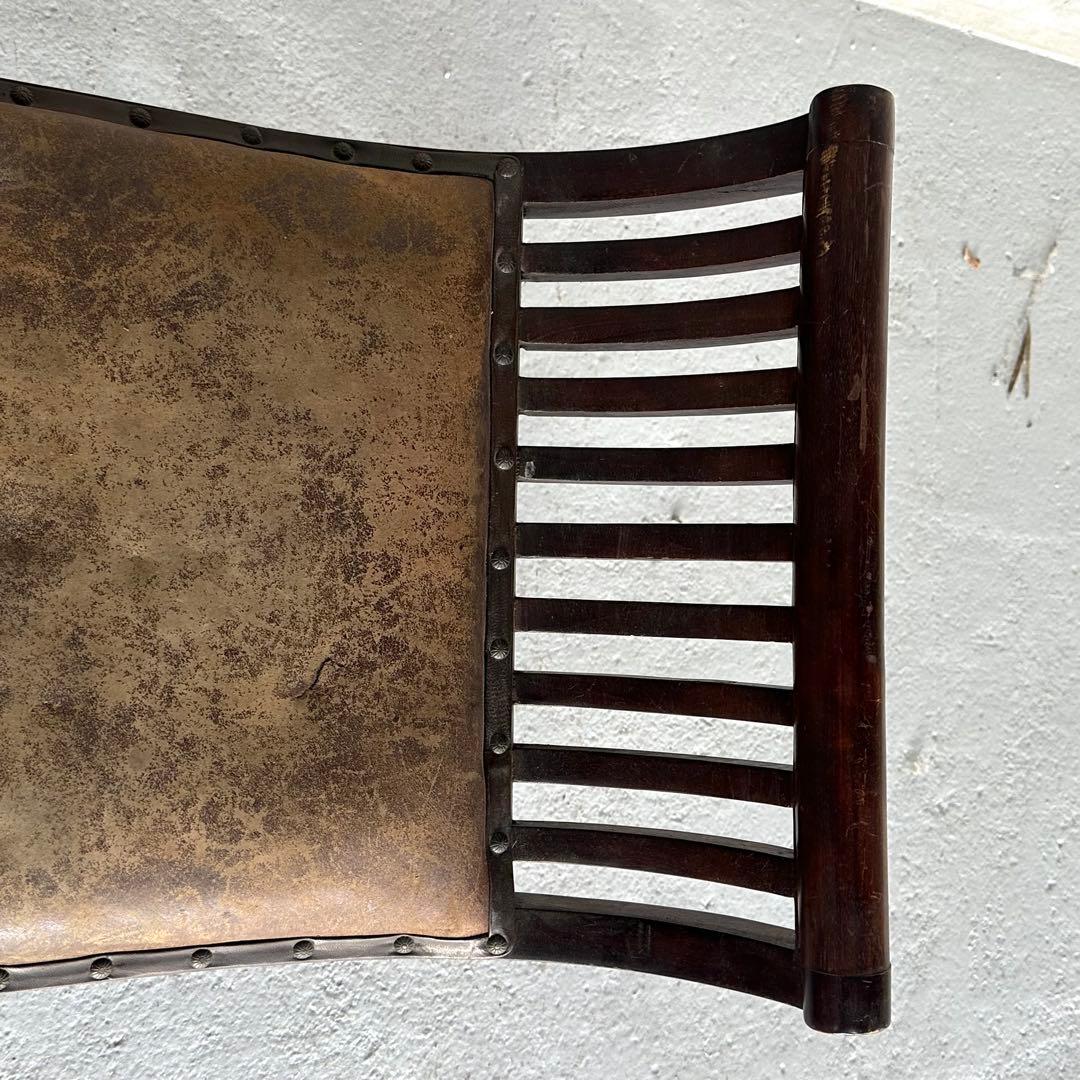 ★カルティニベンチ★ 鉄鋲 本革座面×ウッドフレーム ミッドセンチュリー