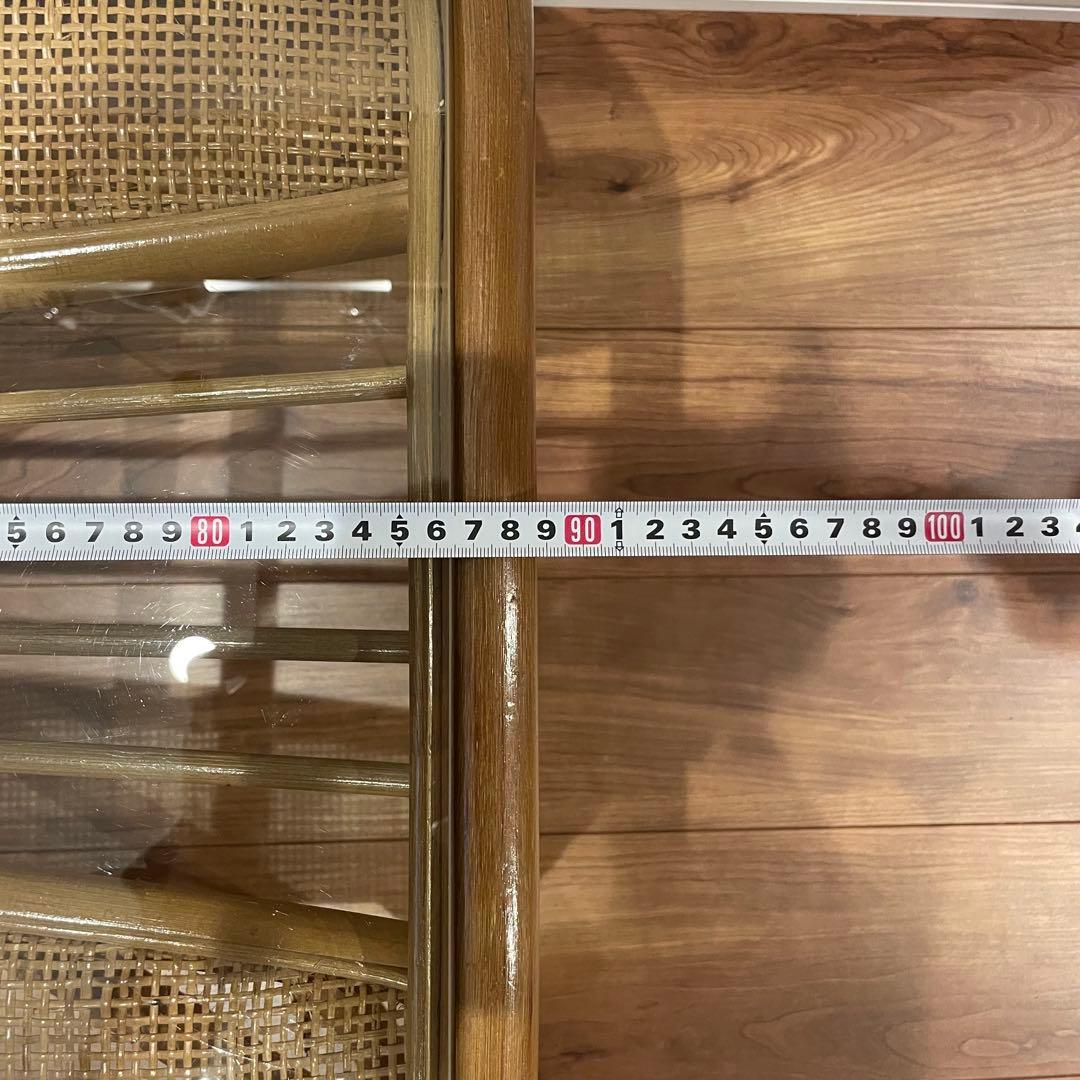 ✨【美品】✨昭和レトロ ラタン ガラス天板 センターテーブル ローテーブル