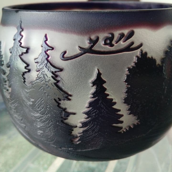 被せ硝子⭐︎アンティーク⭐︎ガレ調 ⭐︎蜻蛉文様 硝子鉢⭐︎水指茶道具、小物入れ