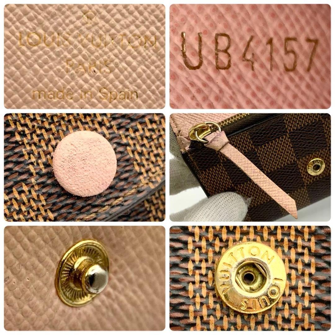 鑑定済み ルイヴィトン ポルトモネ ロザリ ピンク 財布 コンパクト ダミエ