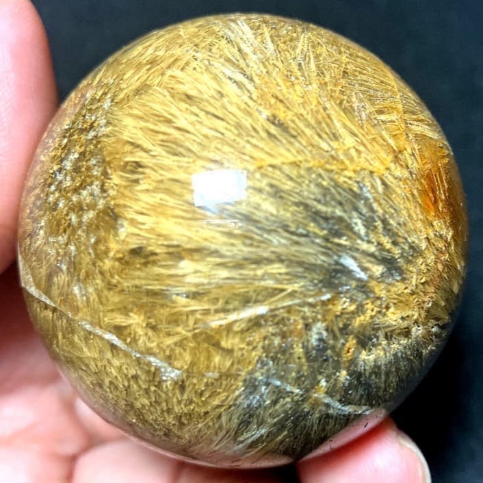 50mm ゴールドルチルクォーツ　丸玉　スフィア　金針水晶
