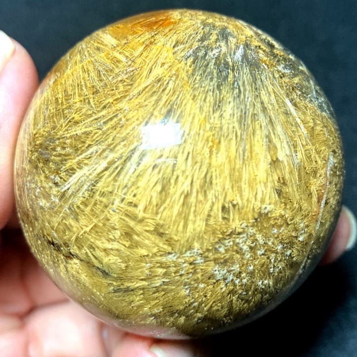 50mm ゴールドルチルクォーツ　丸玉　スフィア　金針水晶