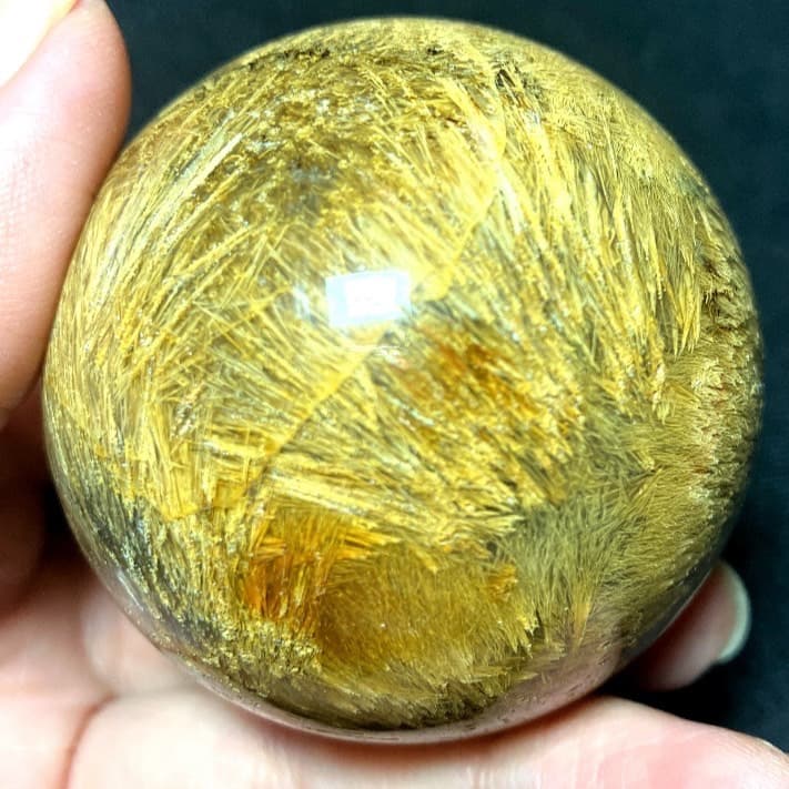 50mm ゴールドルチルクォーツ　丸玉　スフィア　金針水晶