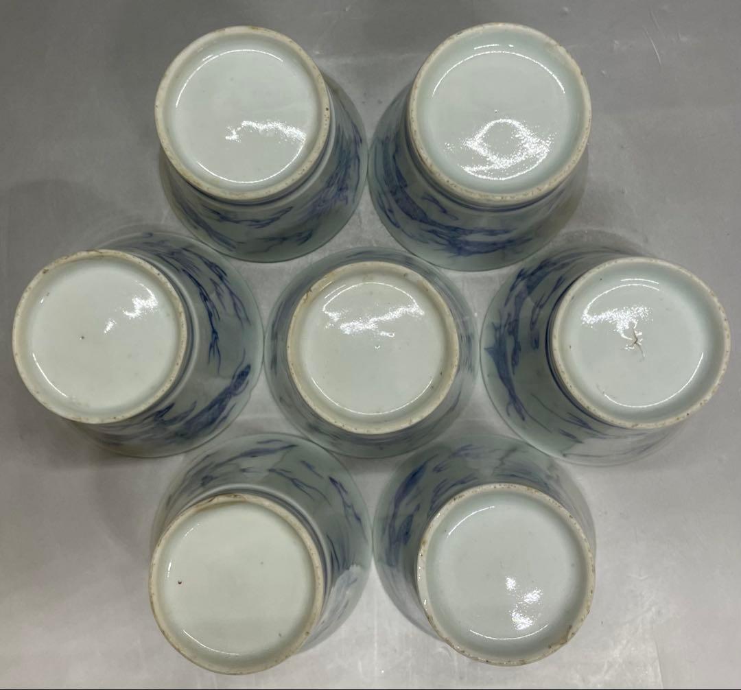 古伊万里　染付　蕎麦猪口　雲龍文　7客 　d916