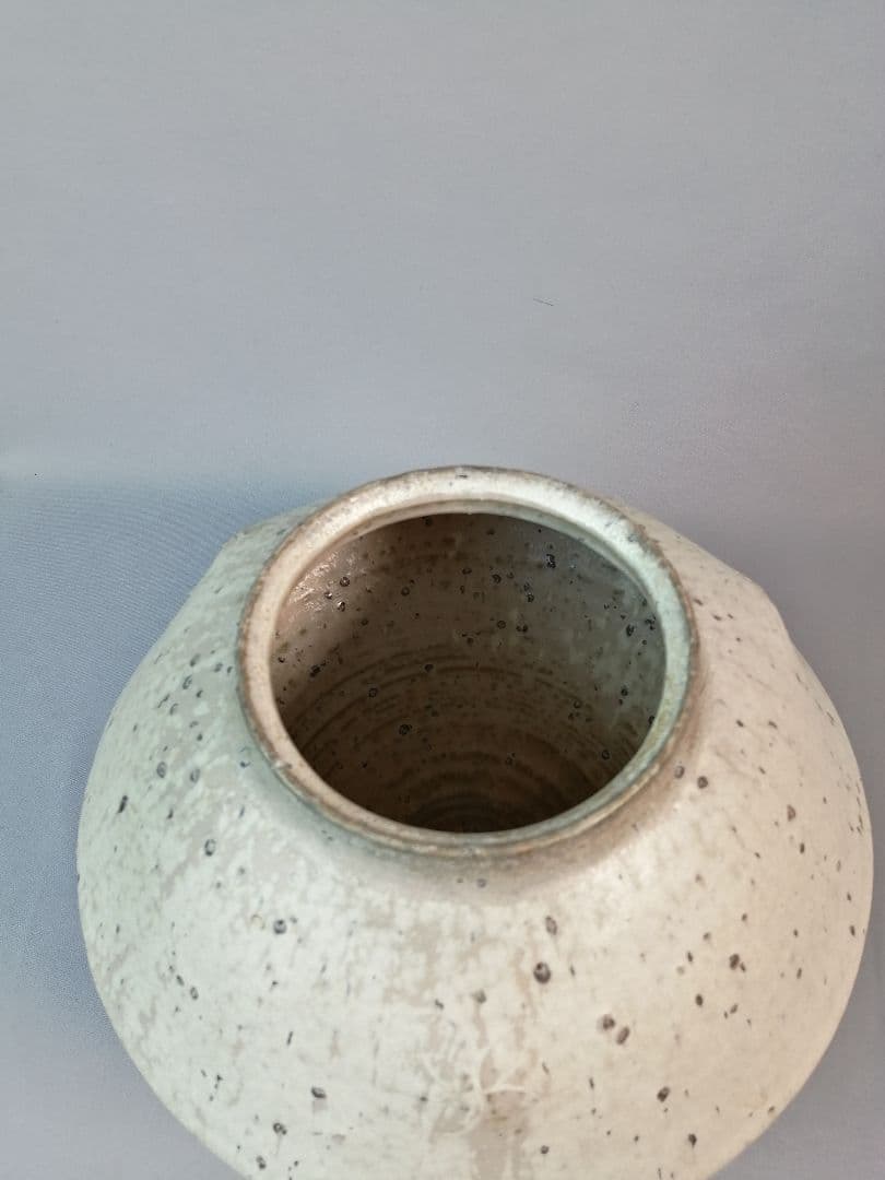 【茶道具】辻光夫作　流白釉花瓶・水指　水指273