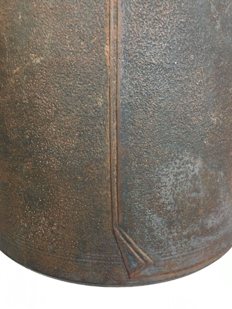 S168筒釜 扇子鐶付 角谷莎村作 茶釜 茶道具 共箱