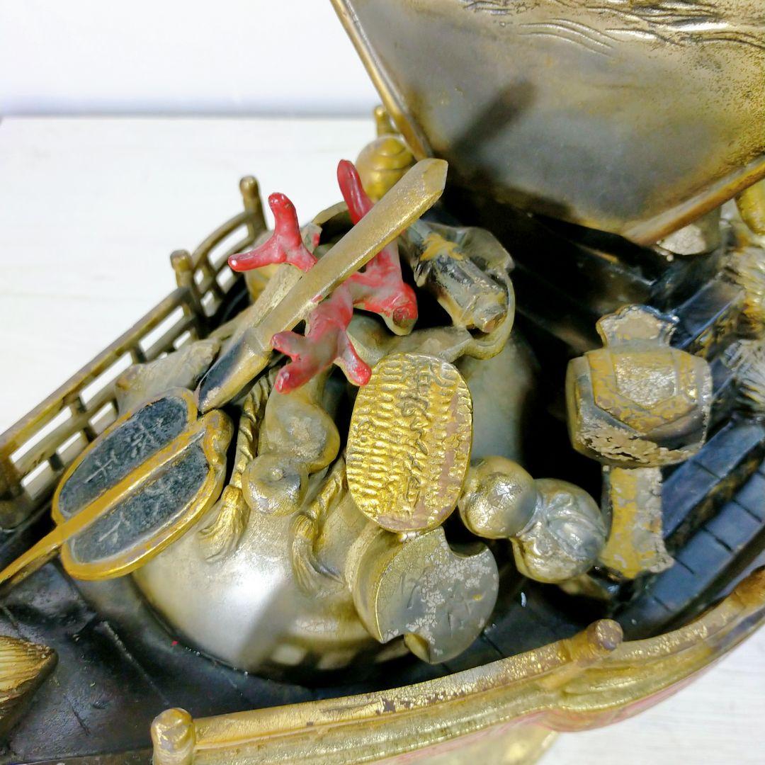 銅製 大型 宝船 寶舟 七福神 置物 オブジェ