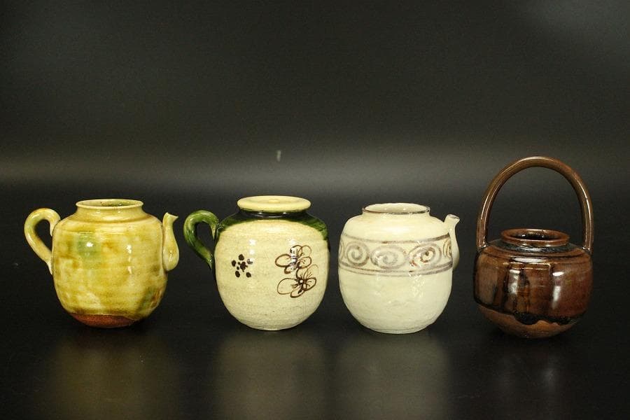 茶道具 山口錠鐡作 色変 四滴 茶入 共箱 良蓋 一個(A778)