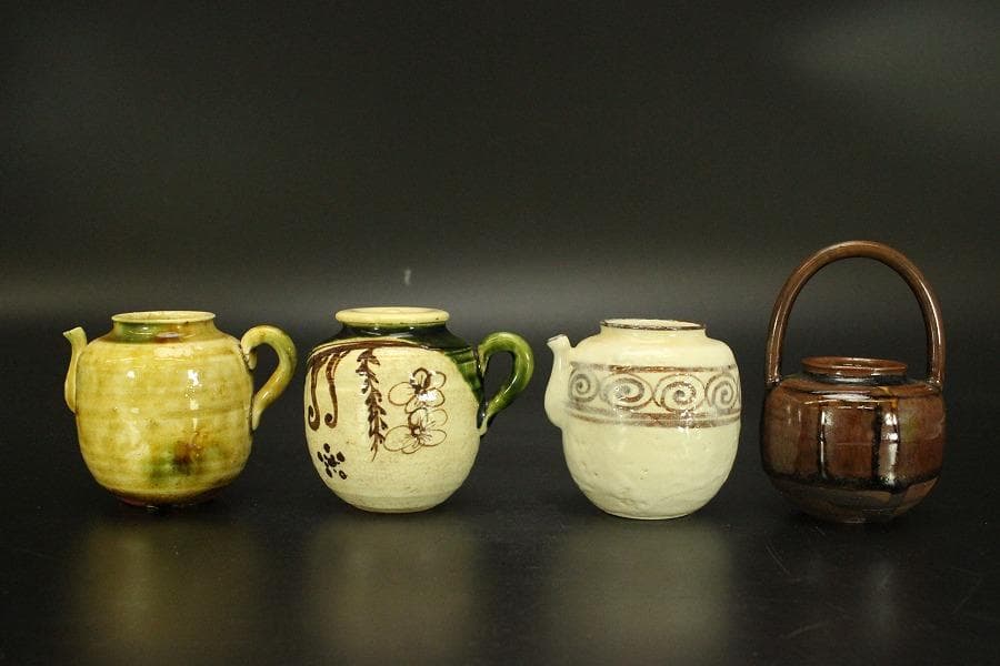 茶道具 山口錠鐡作 色変 四滴 茶入 共箱 良蓋 一個(A778)