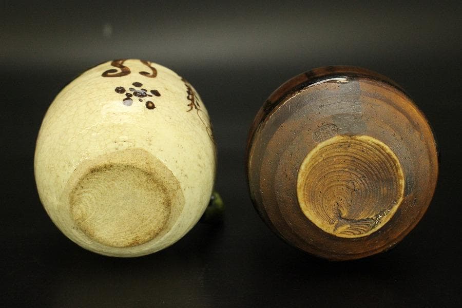 茶道具 山口錠鐡作 色変 四滴 茶入 共箱 良蓋 一個(A778)