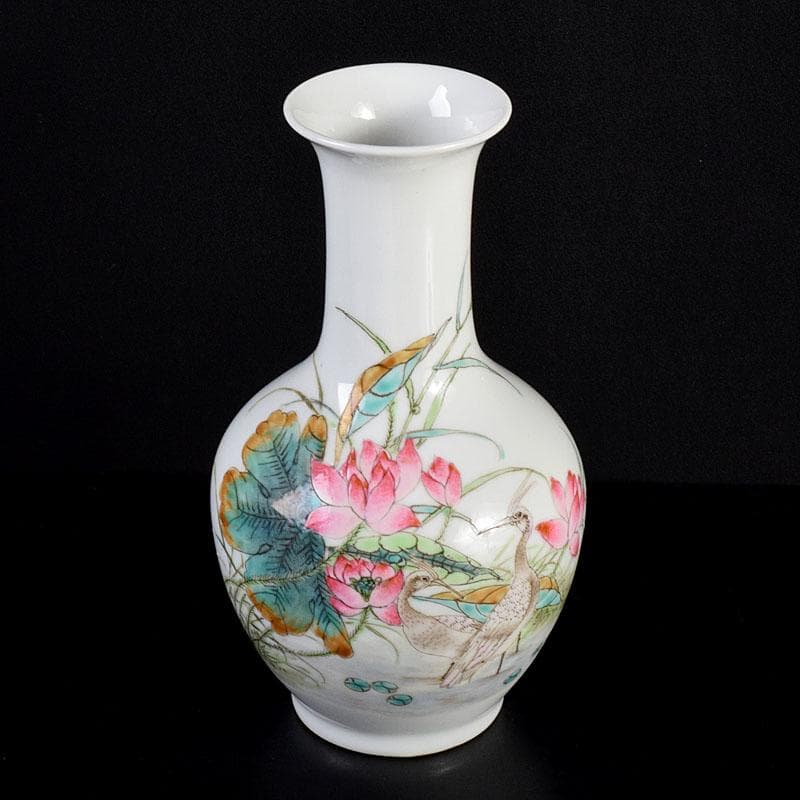 中国　乾隆年製款　粉彩　花鳥文瓶　花入　C　6925