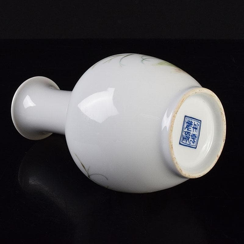 中国　乾隆年製款　粉彩　花鳥文瓶　花入　C　6925