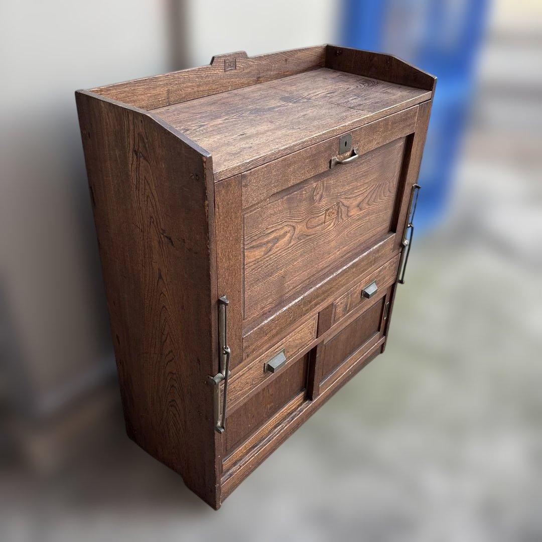 アンティーク　ライティングビューロー　實用新案　ライティングディスク　木製　文机