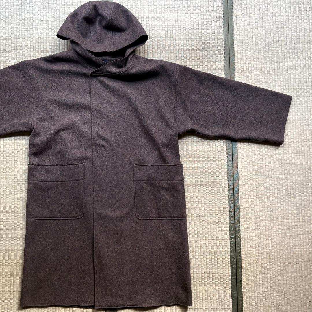 MITTAN 圧縮ウールニットフードコート 緑杢 サイズ2