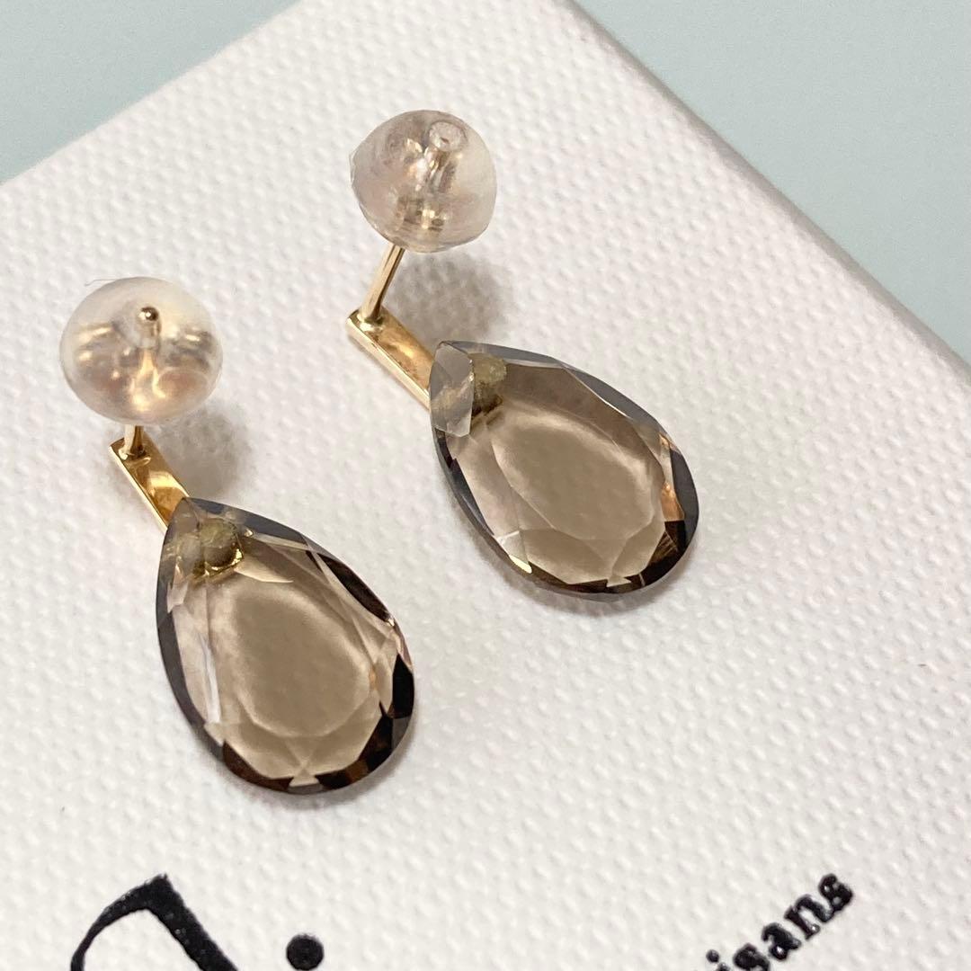 anq. K10 スモーキークォーツ ピアス 現行品