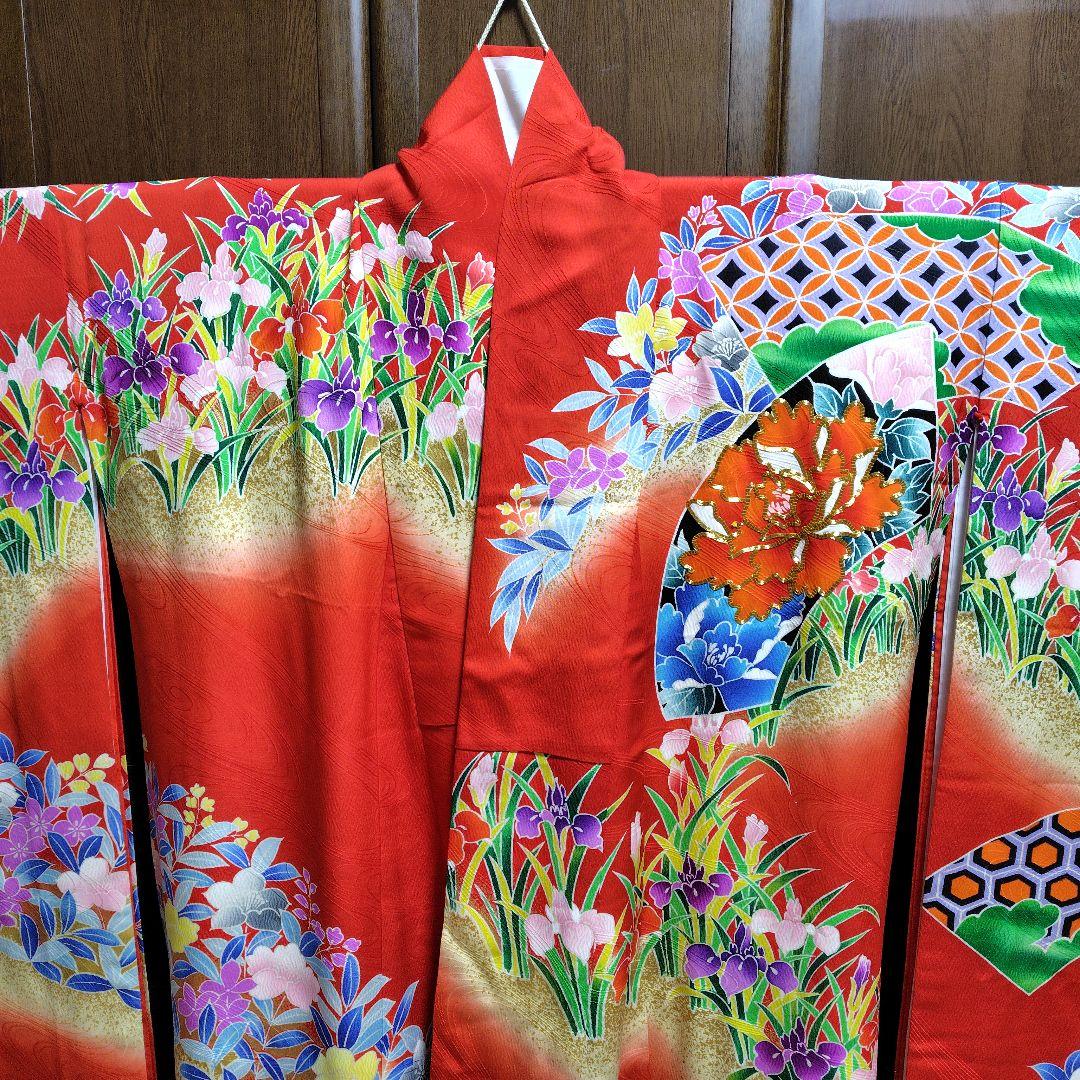 正絹　お引き摺り　お振袖　駒刺繍　暈し　美品