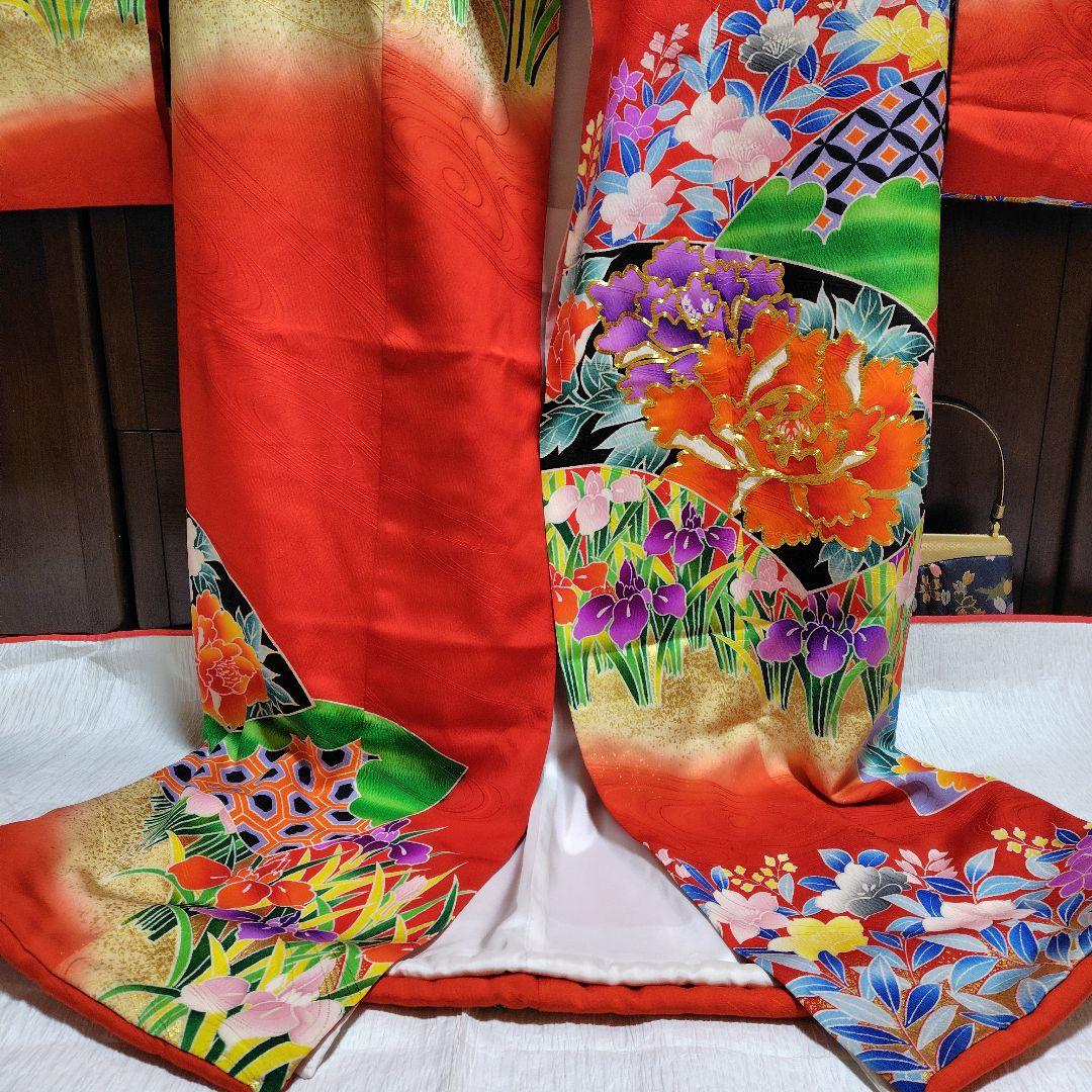 正絹　お引き摺り　お振袖　駒刺繍　暈し　美品