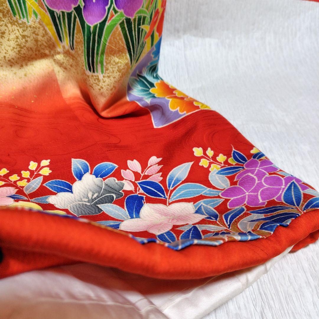 正絹　お引き摺り　お振袖　駒刺繍　暈し　美品