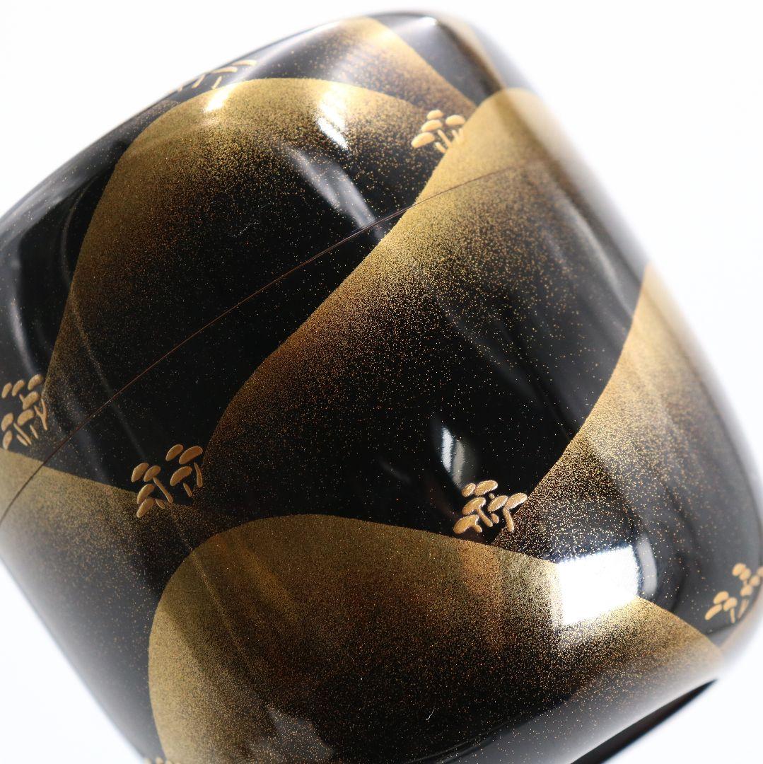 紫香(谷内一則)作 遠山松蒔絵 大棗 茶道具 共箱共布　V941