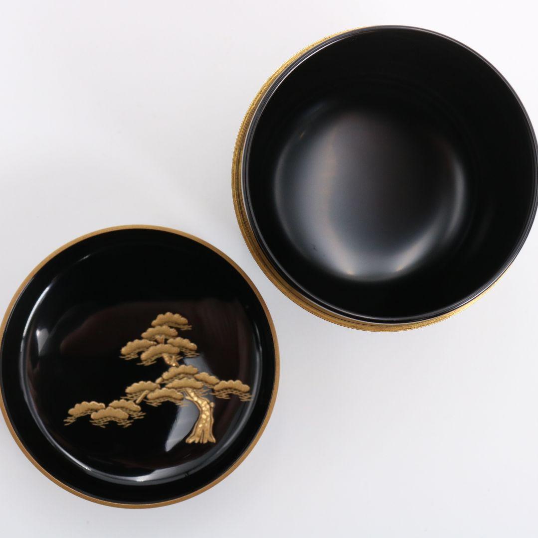 紫香(谷内一則)作 遠山松蒔絵 大棗 茶道具 共箱共布　V941