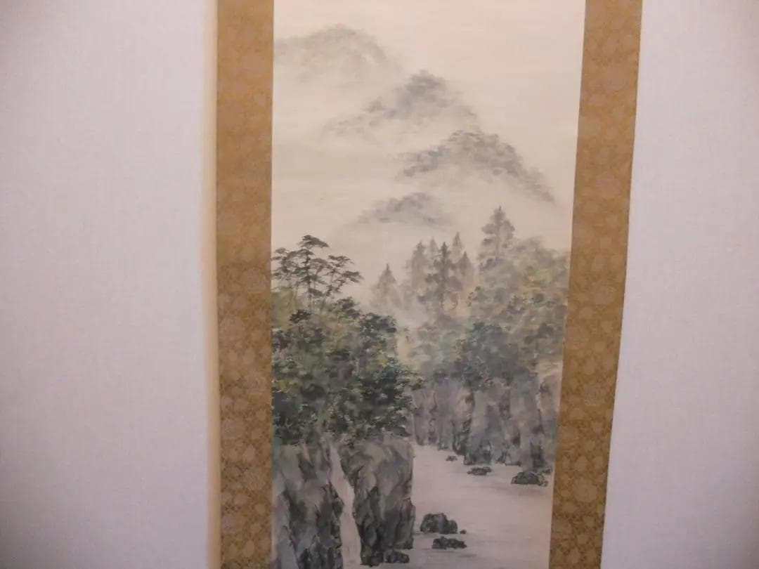 掛け軸 亀山秀景 谿山靑水 紙本 希少 軸装 茶道具 掛軸 美品 です。