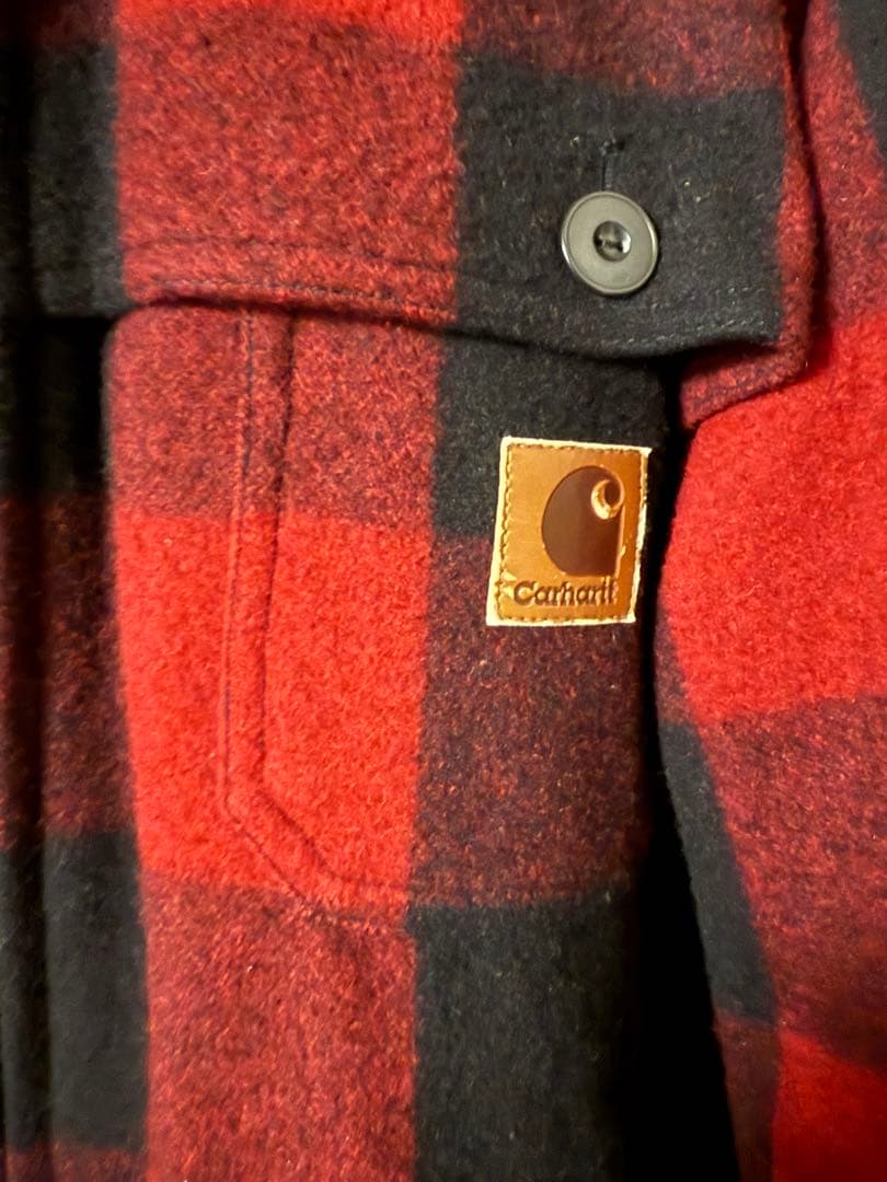 ク*ル様 Carhartt 赤黒チェック メルトンジャケット