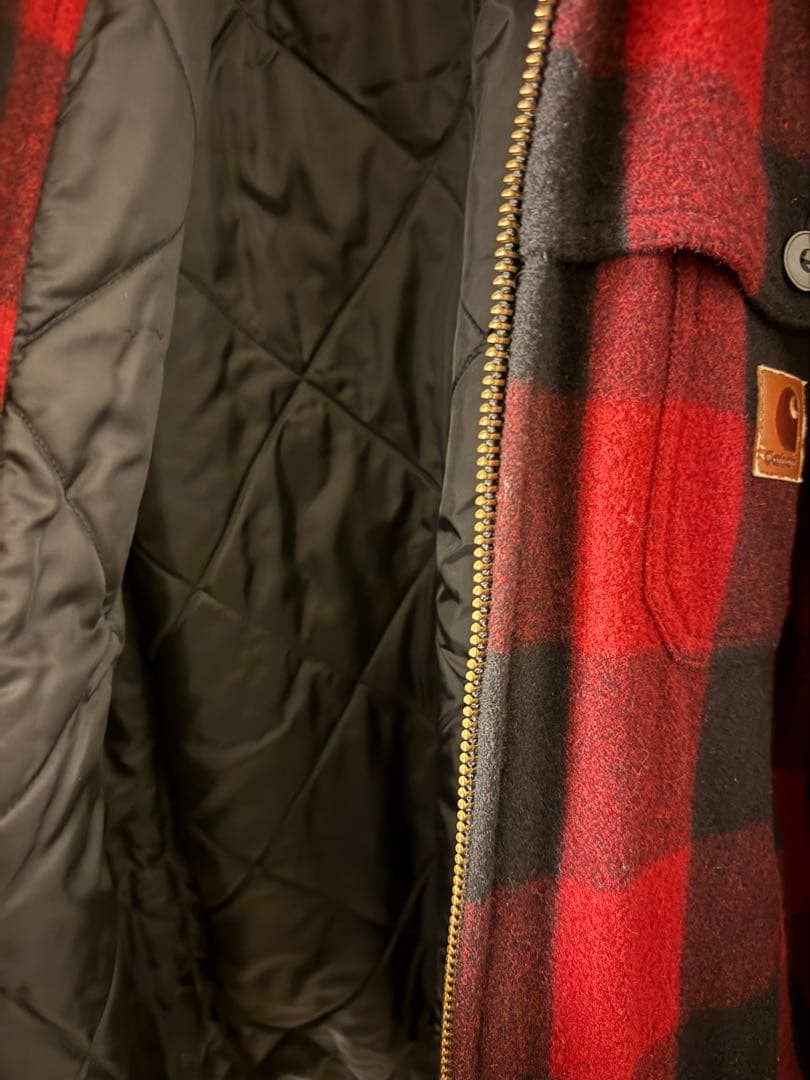 ク*ル様 Carhartt 赤黒チェック メルトンジャケット