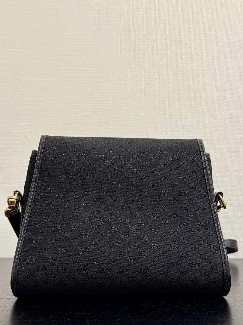 【中古】オールドグッチ GGキャンバス ターンロック 黒※内側難あり