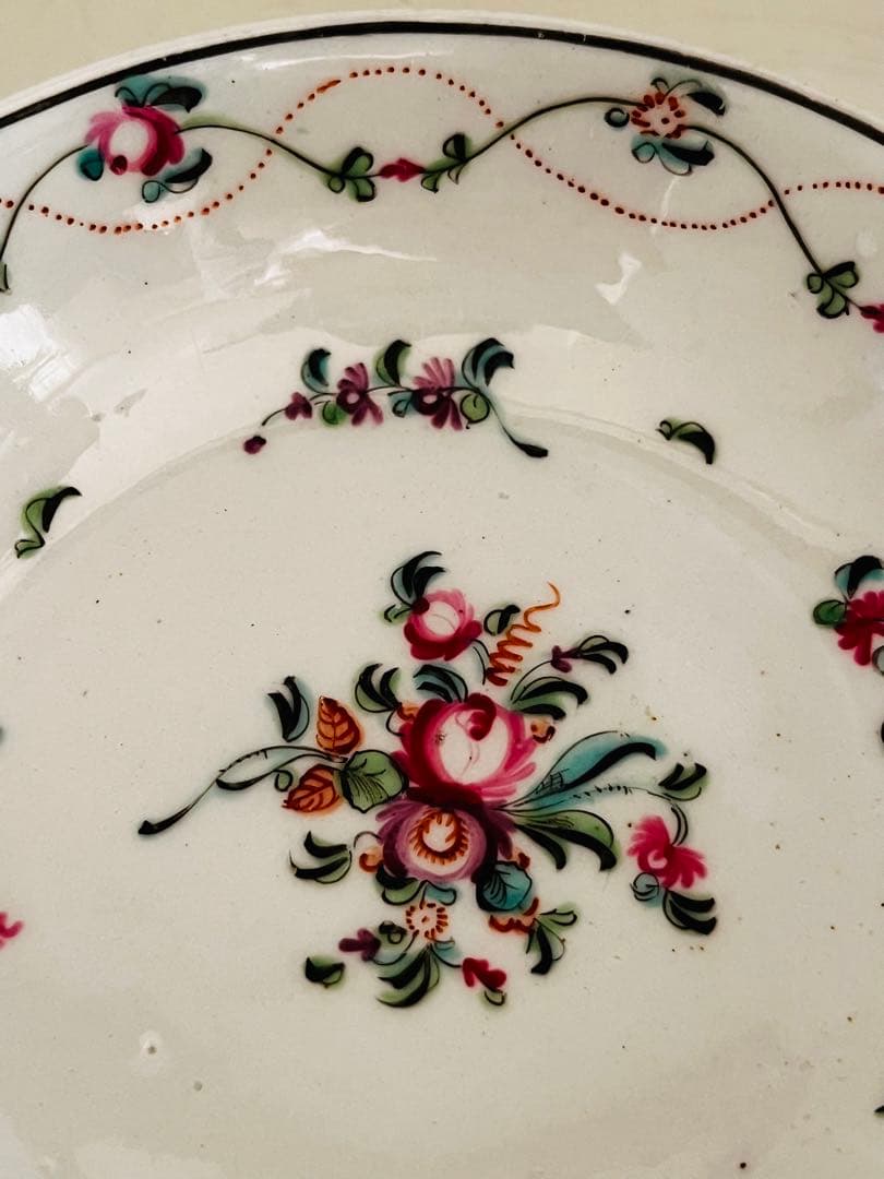 アンティーク　手描き　花柄　小皿　イギリス