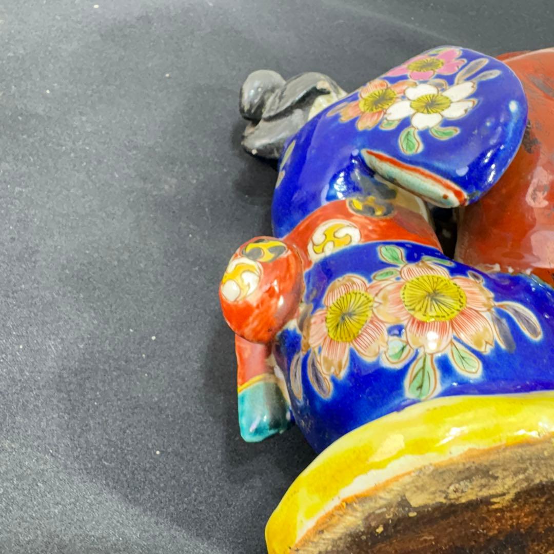 九谷焼　古九谷　和装美人　達磨の耳かき像　明治期？　置物　飾り物　時代物