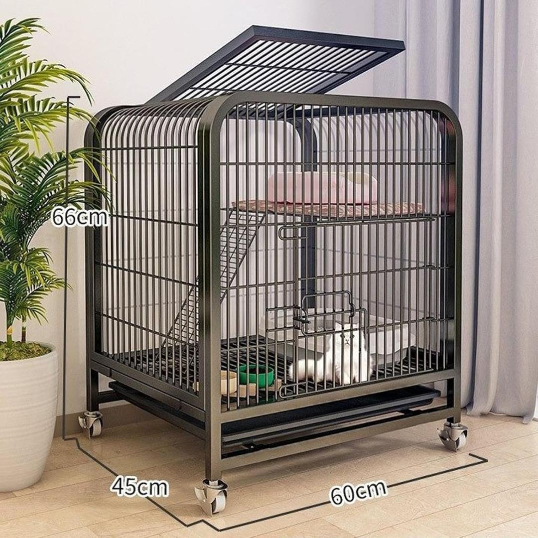 猫ケージ 猫用ケージ 猫ハウス キャスター付き　ブラック