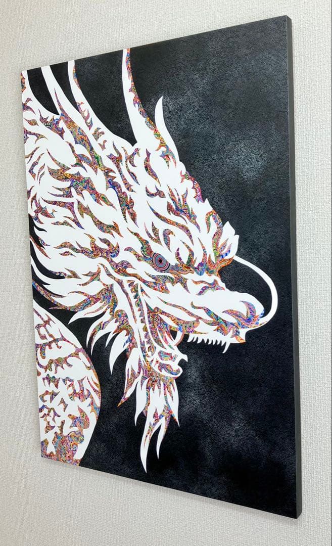 原画　龍　動物画　絵画　アクリル画　現代アート　細密画　手描き　一点物