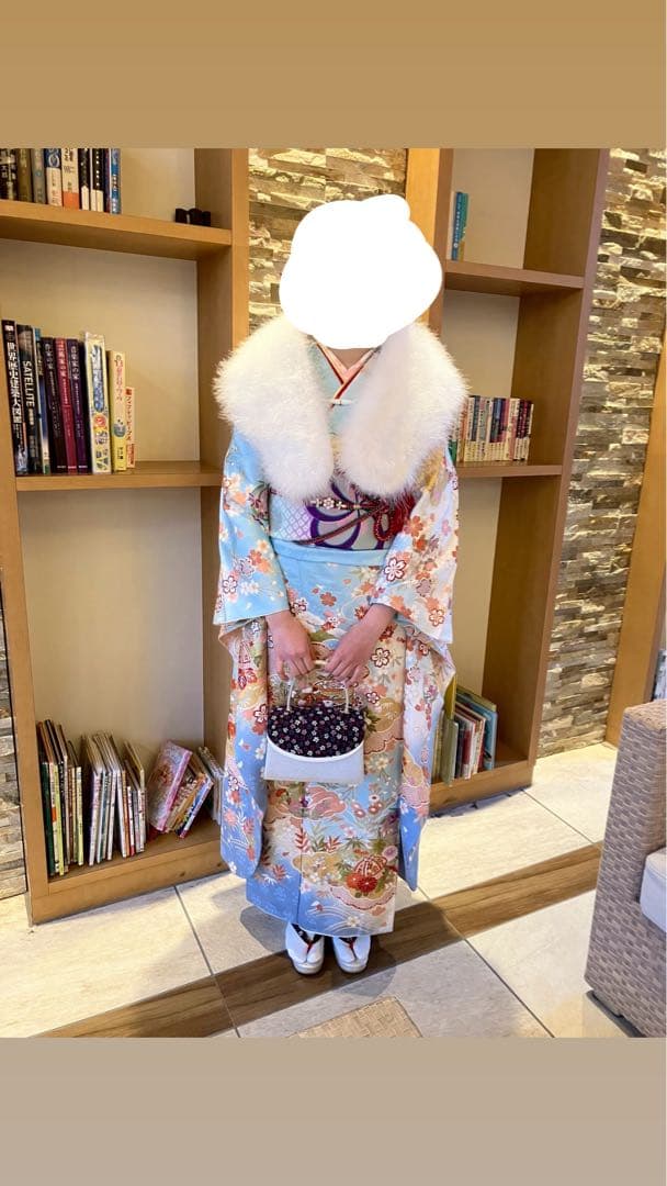 振袖フルセット 成人式 帯・小物一式・草履バック付(水色 白 ピンク 紫)