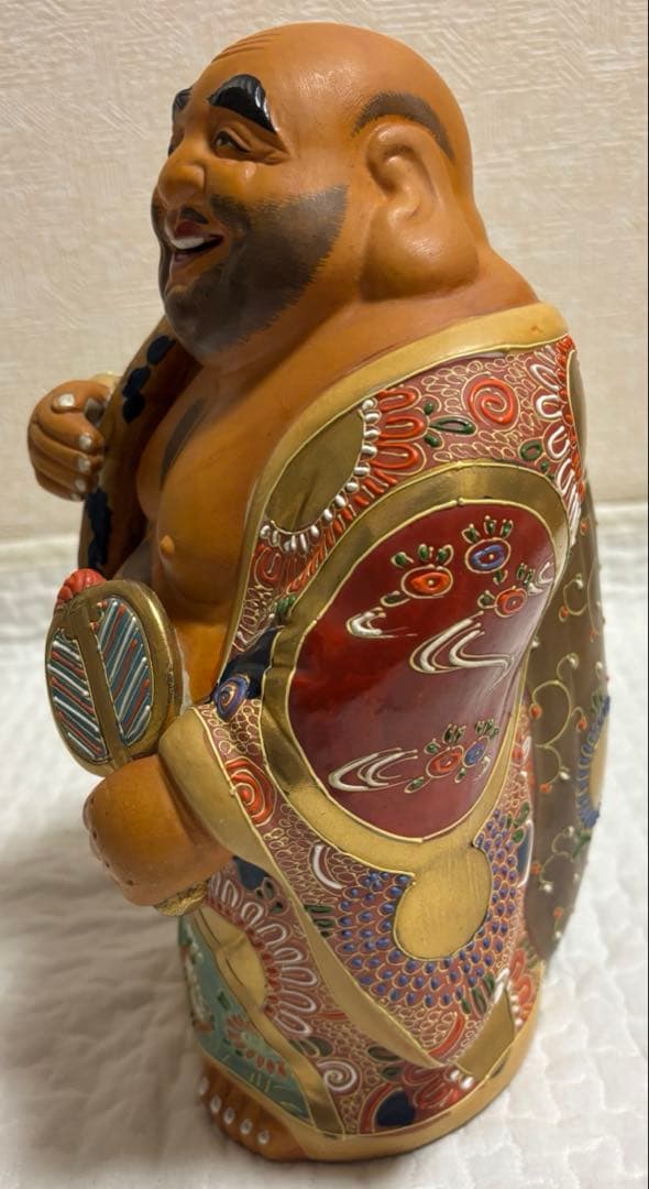 九谷焼　縁起物　特大　笑顔の福の神像 陶器製 45cm　アンティーク