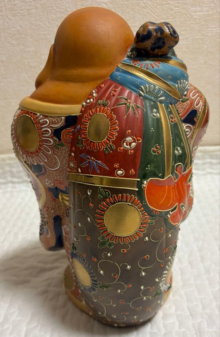 九谷焼　縁起物　特大　笑顔の福の神像 陶器製 45cm　アンティーク