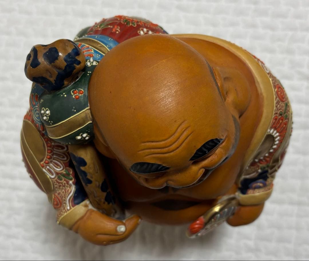 九谷焼　縁起物　特大　笑顔の福の神像 陶器製 45cm　アンティーク