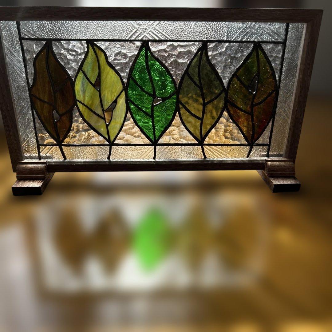 ステンドグラスパネル秋の葉っぱ達10