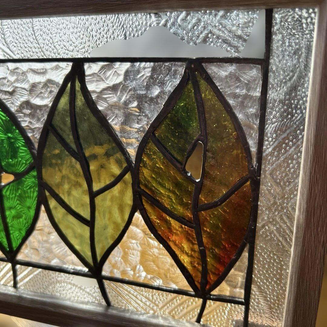 ステンドグラスパネル秋の葉っぱ達10