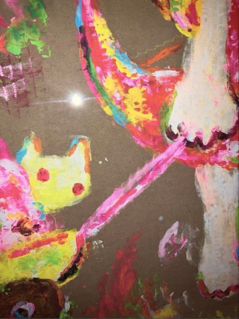 手描き ロッカクアヤコ ダンボール 特大アート作品　額装済み　模写