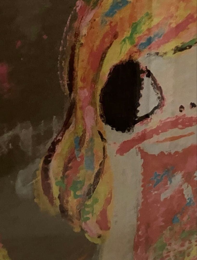 手描き ロッカクアヤコ ダンボール 特大アート作品　額装済み　模写