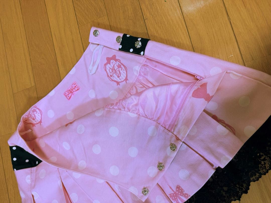 アンジェリックプリティ オリジナルプリント　ピンクドット柄スカート