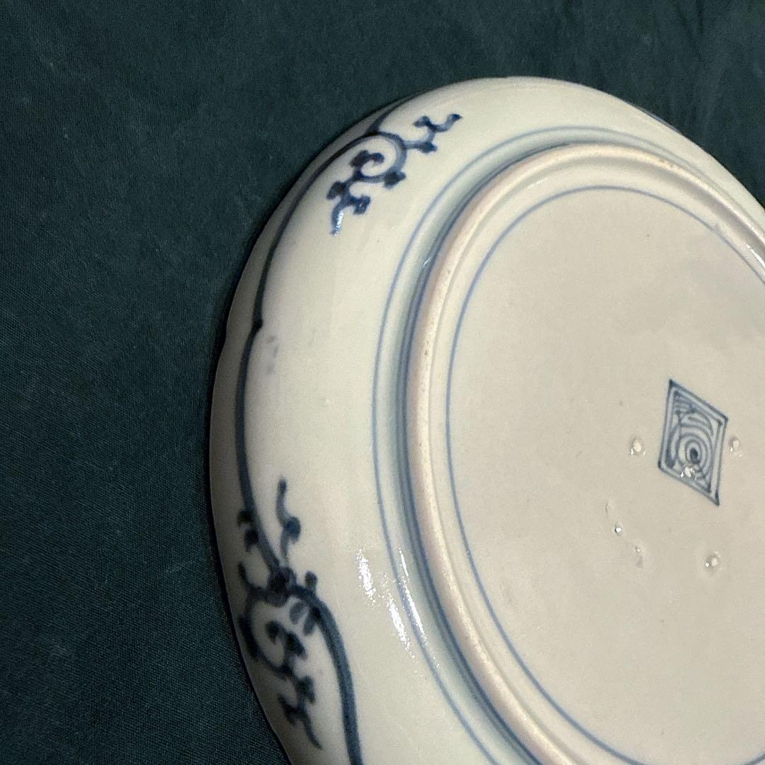 [ai]古伊万里　染付　花唐草　中皿　無傷完品　元禄期