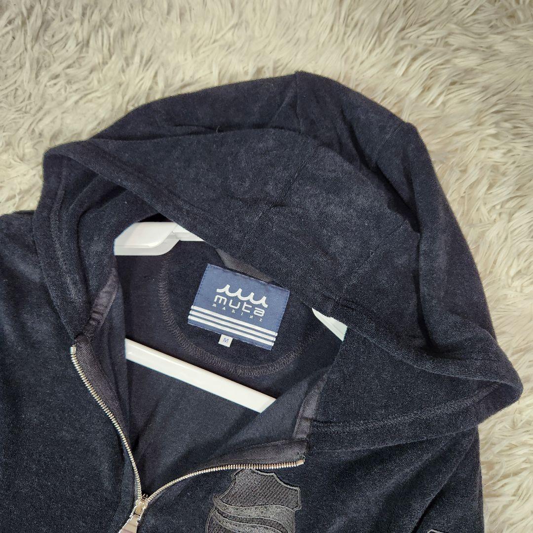 ムータマリン セットアップ ジャケット ダブルジップ ロゴ 刺繍 ベロア生地 M
