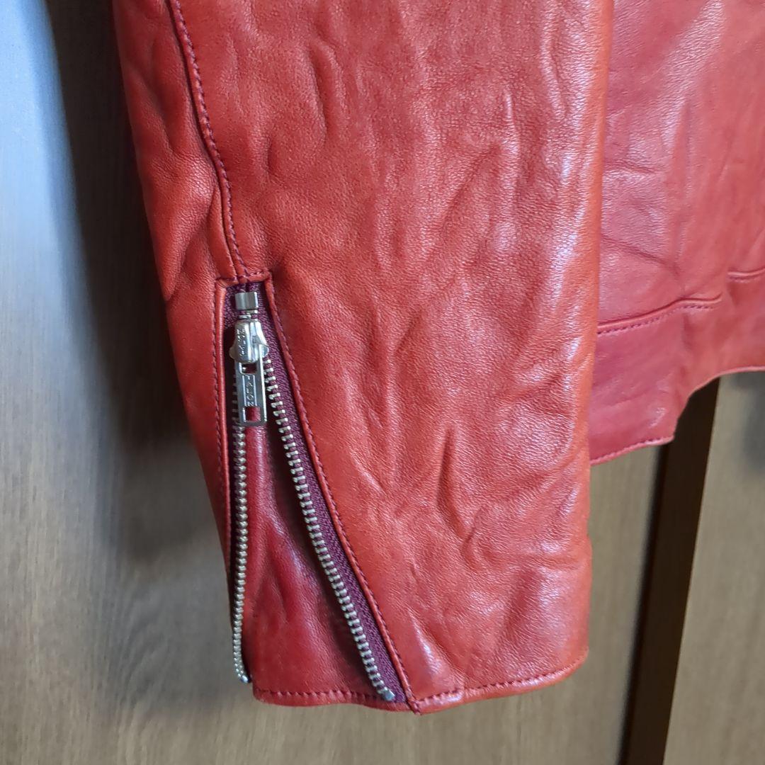 ヒステリックグラマー シングルライダースジャケット 羊革 0263LB01 赤