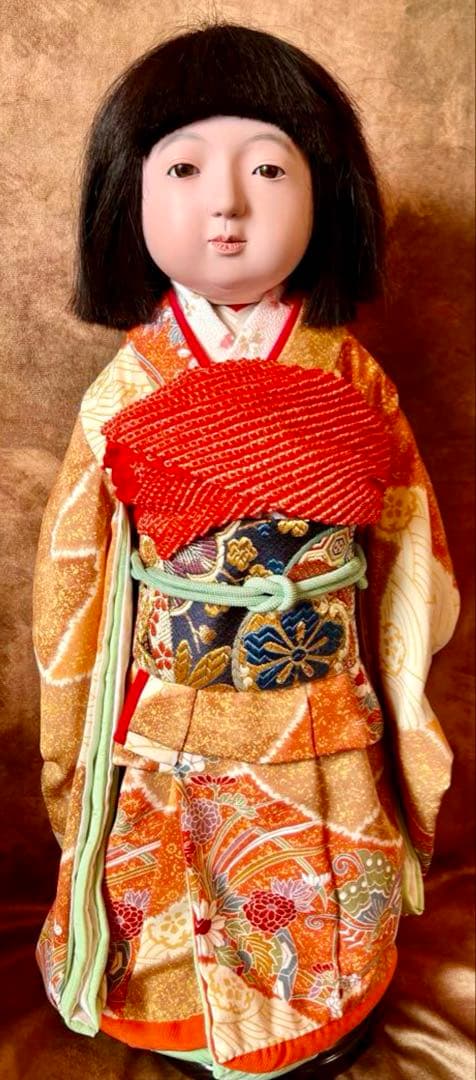 市松人形 徳山 東光 アンティークドール 骨董 昭和 女の子 日本人形 53cm