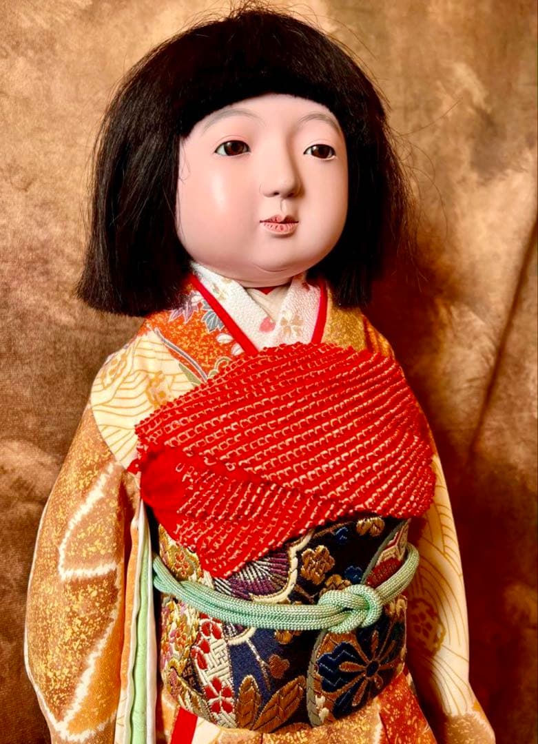 市松人形 徳山 東光 アンティークドール 骨董 昭和 女の子 日本人形 53cm