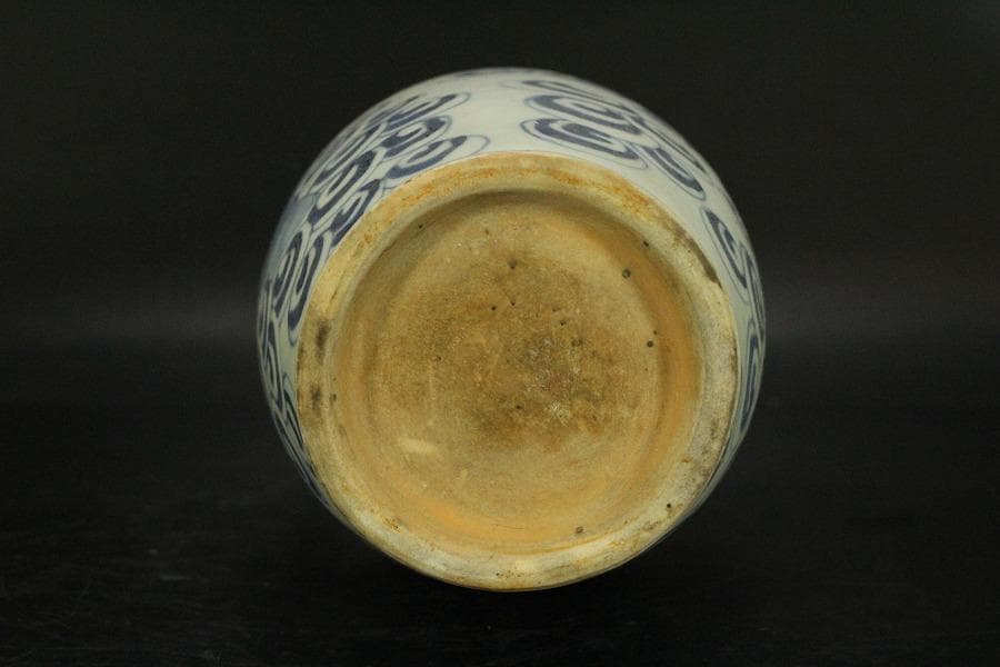 中国美術 青花 龍巻 仙人紋 瓶 高23.5cm(LC139)