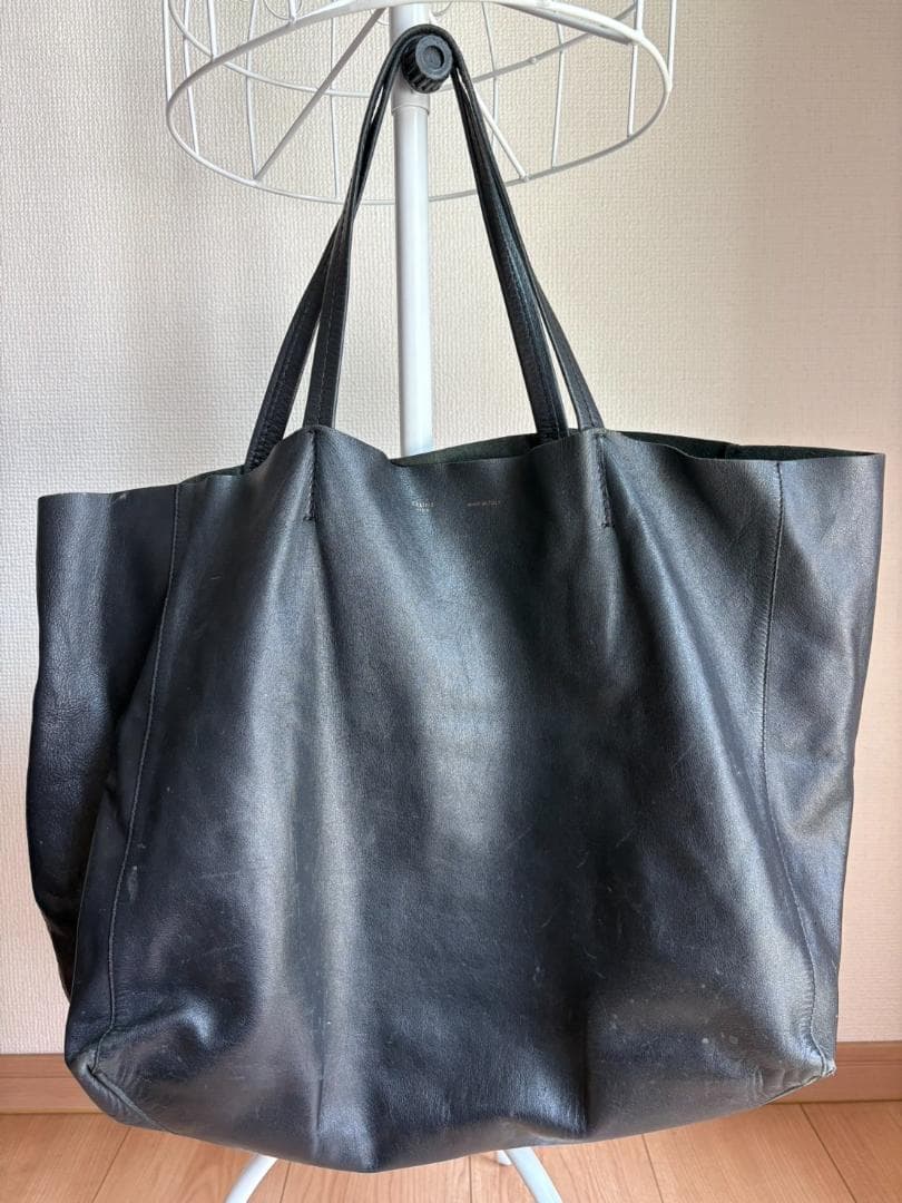 CELINE ホリゾンタルカバ/レザートートバッグ/ブラック