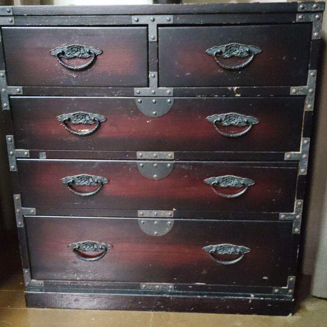 レトロ 骨董品 民芸調 モダン和箪笥　民芸家具 伝統的な木製 箪笥